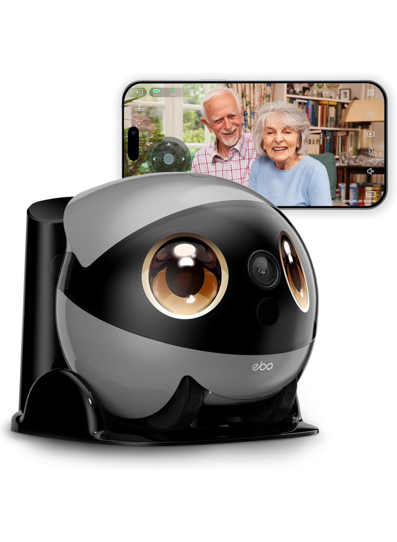 Enabot EBO Robot Home Surveillance AI Air 2 Plus: Camera 3K Battery, Custom Faces, Monitor Pets Night Vision, Patrol Car, Self-Charging, Two-Way Audio (Orbit Gray) - Image 1
